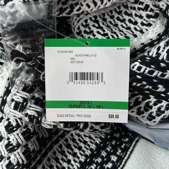 Kasper Women’s Open Front Cardigan Black/White striped pattern 3/4 sleeve Size L