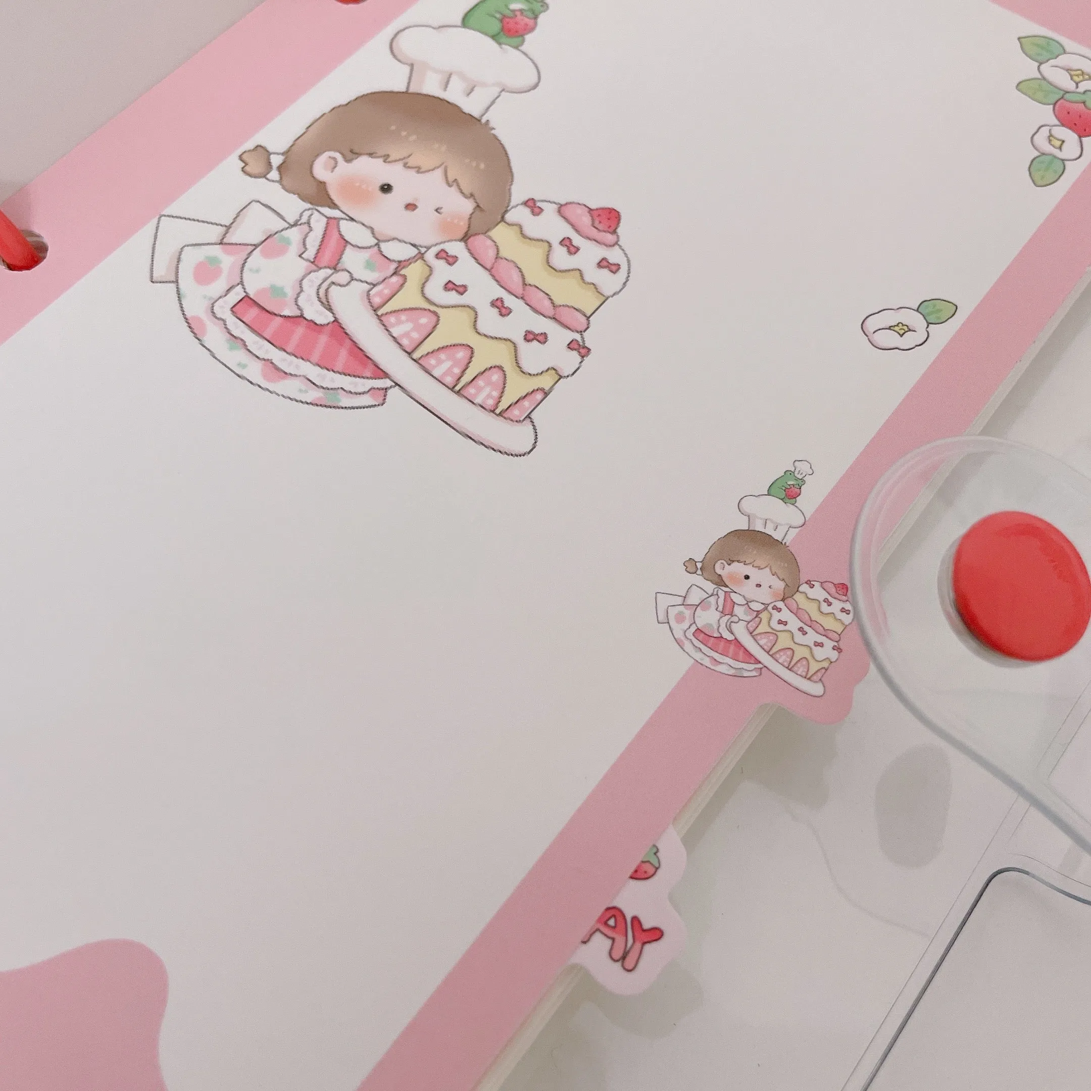 Kawaii 6 ring binder with keychain, divider & loose sheets