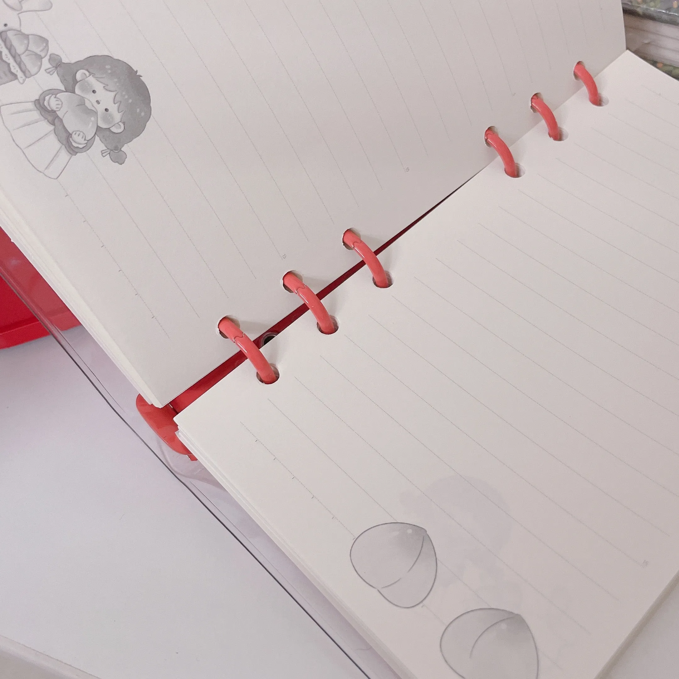 Kawaii 6 ring binder with keychain, divider & loose sheets