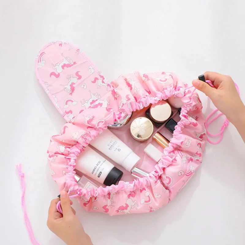 Kawaii Floral Drawstring Makeup Bag 🌸✨ | Portable Waterproof Cosmetic Pouch for Travel & Toiletries 💖👜