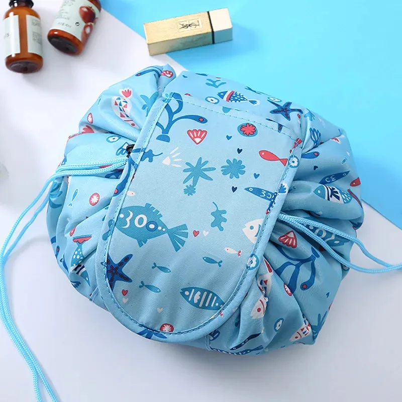 Kawaii Floral Drawstring Makeup Bag 🌸✨ | Portable Waterproof Cosmetic Pouch for Travel & Toiletries 💖👜