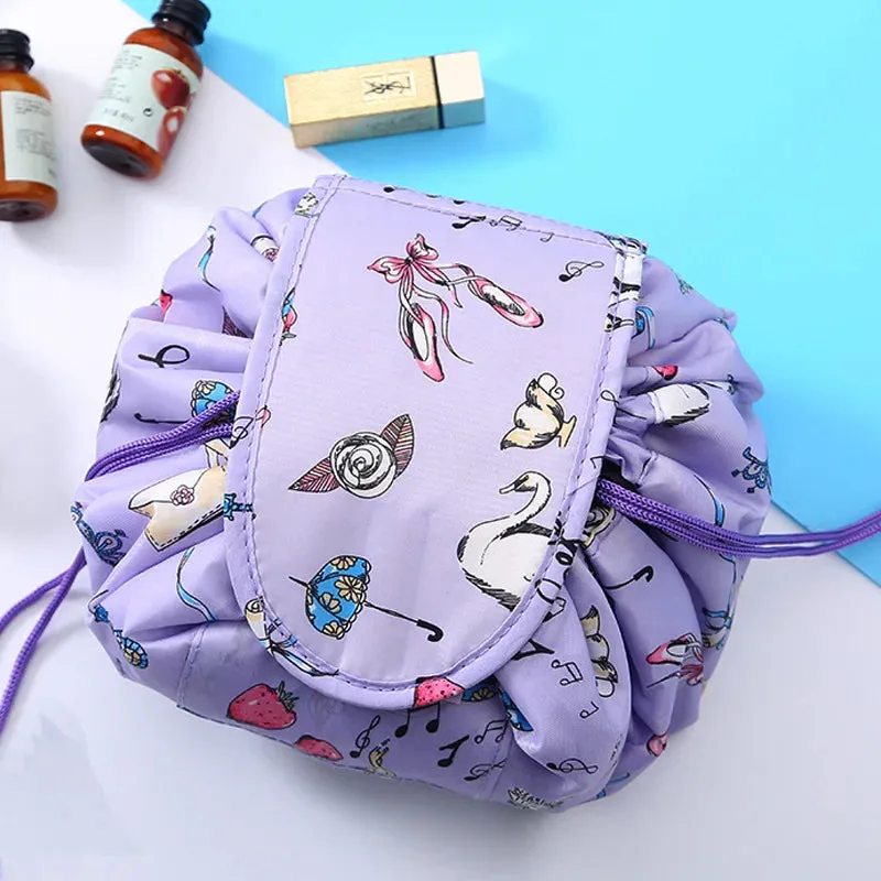 Kawaii Floral Drawstring Makeup Bag 🌸✨ | Portable Waterproof Cosmetic Pouch for Travel & Toiletries 💖👜
