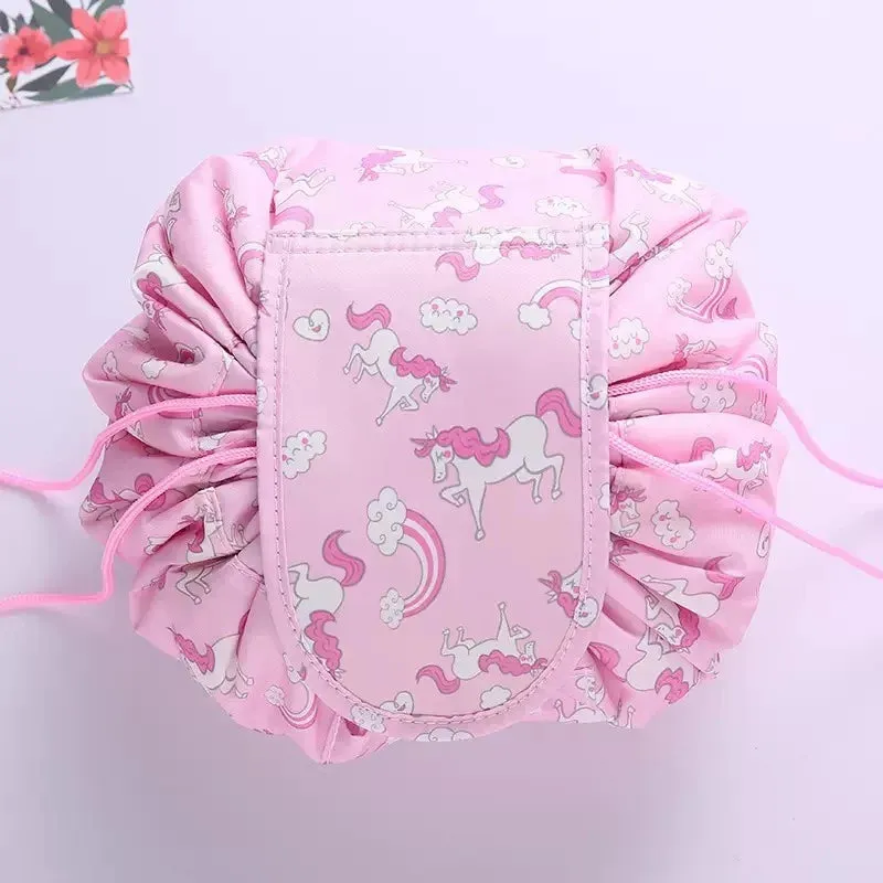 Kawaii Floral Drawstring Makeup Bag 🌸✨ | Portable Waterproof Cosmetic Pouch for Travel & Toiletries 💖👜