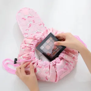 Kawaii Floral Drawstring Makeup Bag 🌸✨ | Portable Waterproof Cosmetic Pouch for Travel & Toiletries 💖👜