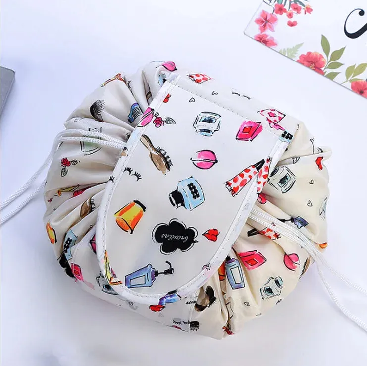 Kawaii Floral Drawstring Makeup Bag 🌸✨ | Portable Waterproof Cosmetic Pouch for Travel & Toiletries 💖👜