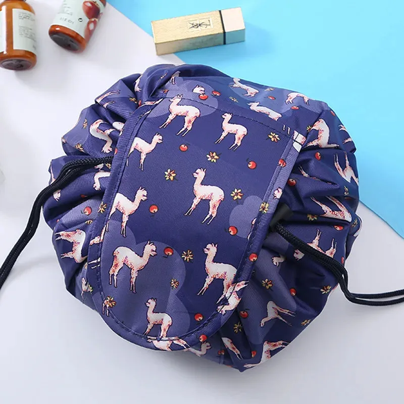 Kawaii Floral Drawstring Makeup Bag 🌸✨ | Portable Waterproof Cosmetic Pouch for Travel & Toiletries 💖👜