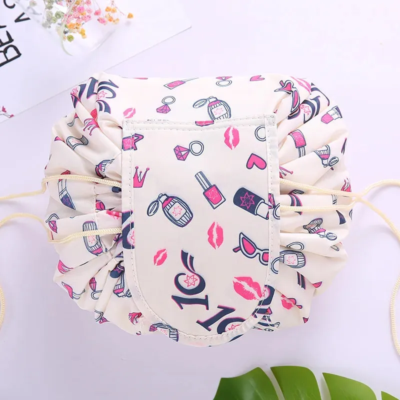 Kawaii Floral Drawstring Makeup Bag 🌸✨ | Portable Waterproof Cosmetic Pouch for Travel & Toiletries 💖👜