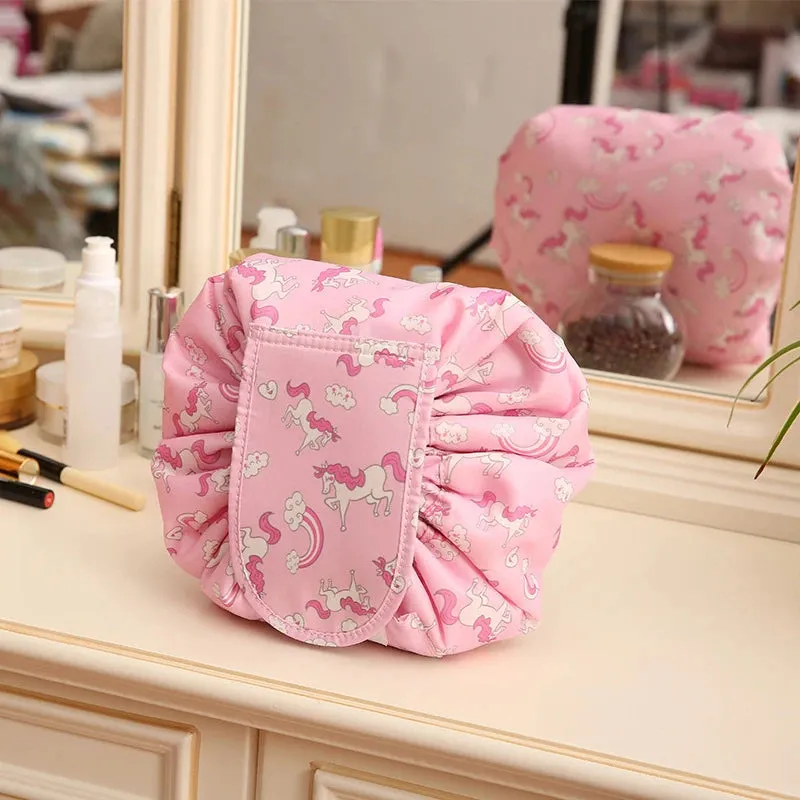 Kawaii Floral Drawstring Makeup Bag 🌸✨ | Portable Waterproof Cosmetic Pouch for Travel & Toiletries 💖👜