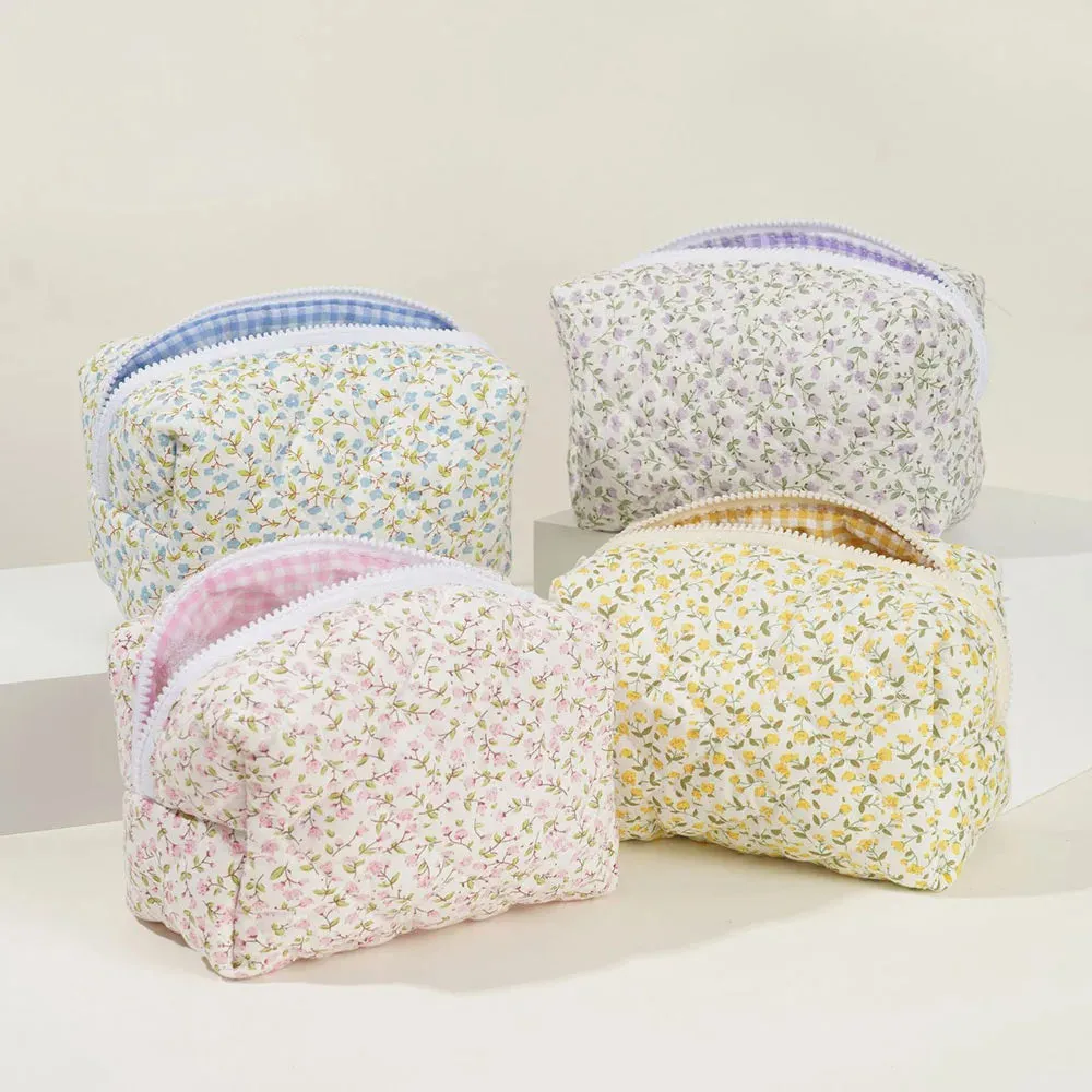 Kawaii Floral Dream 🌸✨ Puffy Makeup Bag - Large Travel Cosmetic Pouch & Accessory! 🌷🌼