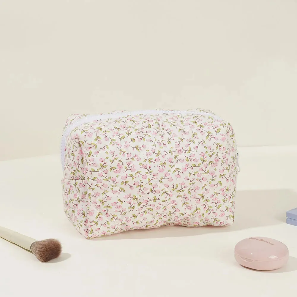 Kawaii Floral Dream 🌸✨ Puffy Makeup Bag - Large Travel Cosmetic Pouch & Accessory! 🌷🌼