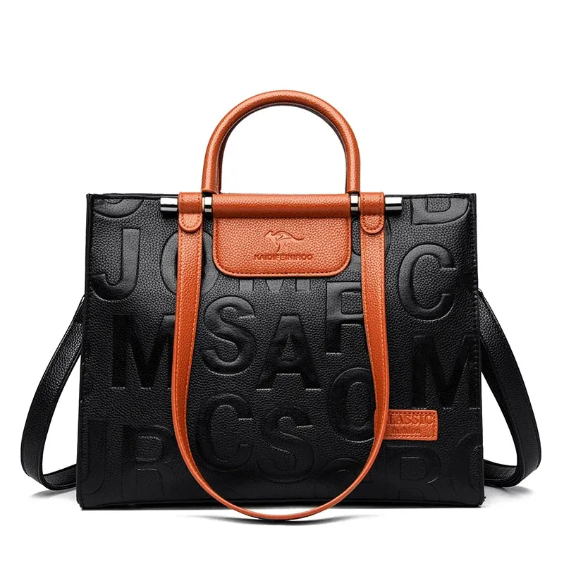 Ladies Quality Leather Letter Shoulder Bags For Womens 2023 Luxury Handbags Women Bags Designer Fashion Large Capacity Tote Bag