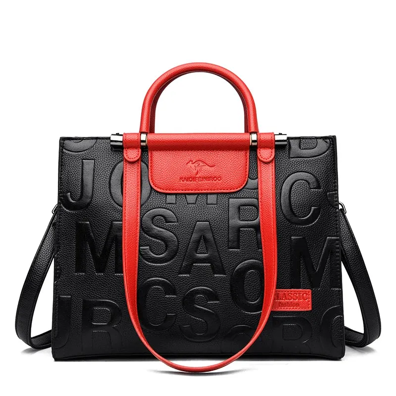 Ladies Quality Leather Letter Shoulder Bags For Womens 2023 Luxury Handbags Women Bags Designer Fashion Large Capacity Tote Bag