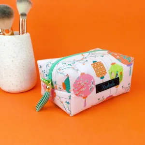 Lanterns Medium Box Makeup Bag. Pale Pink Makeup Bag