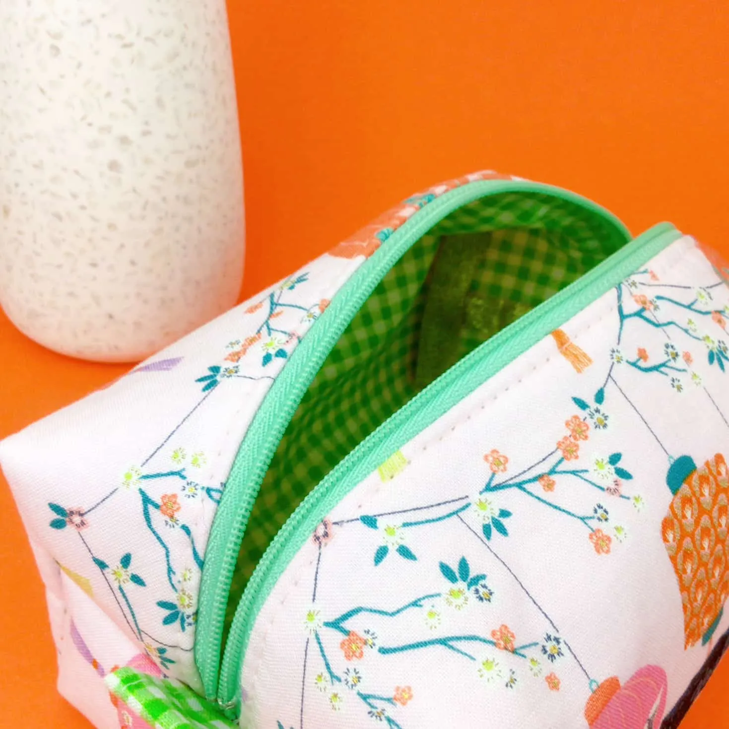 Lanterns Medium Box Makeup Bag. Pale Pink Makeup Bag