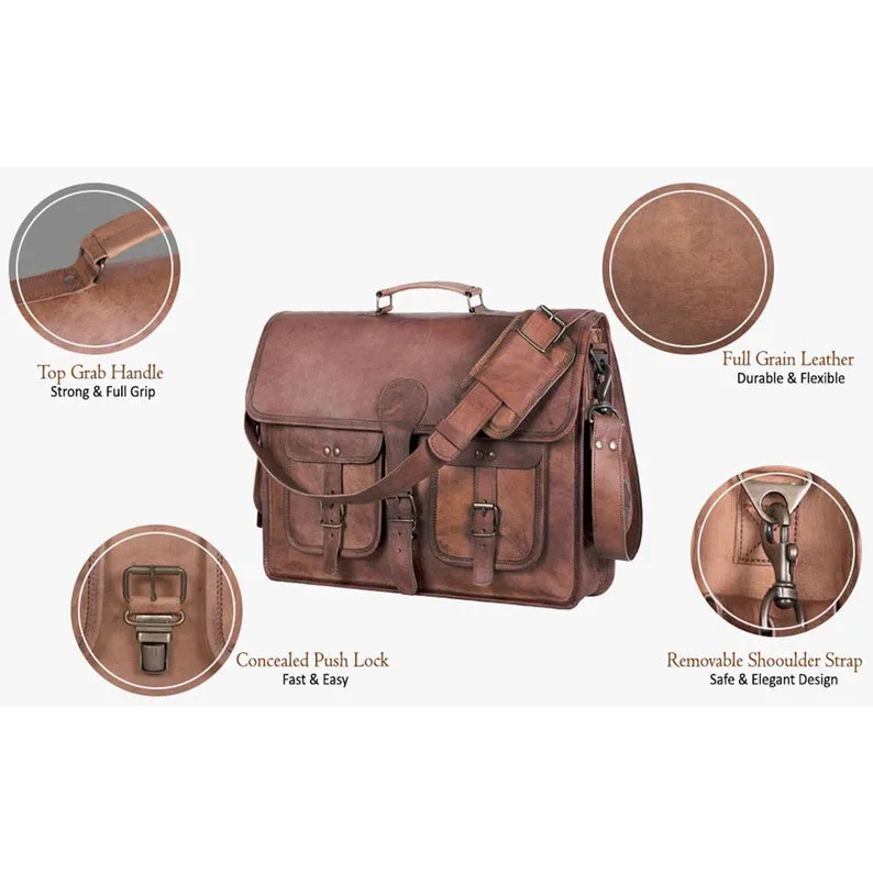 Laptop Bag, Leather messenger bags for unisex