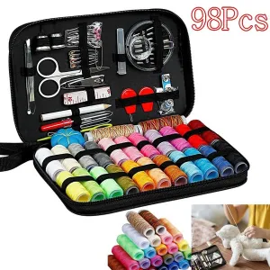 Large Capacity Black Sewing Kit Bag Portable Home Sewing Equipment