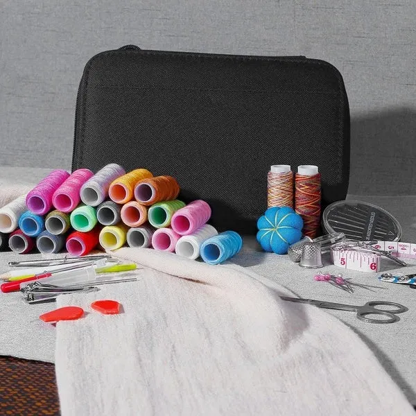 Large Capacity Black Sewing Kit Bag Portable Home Sewing Equipment