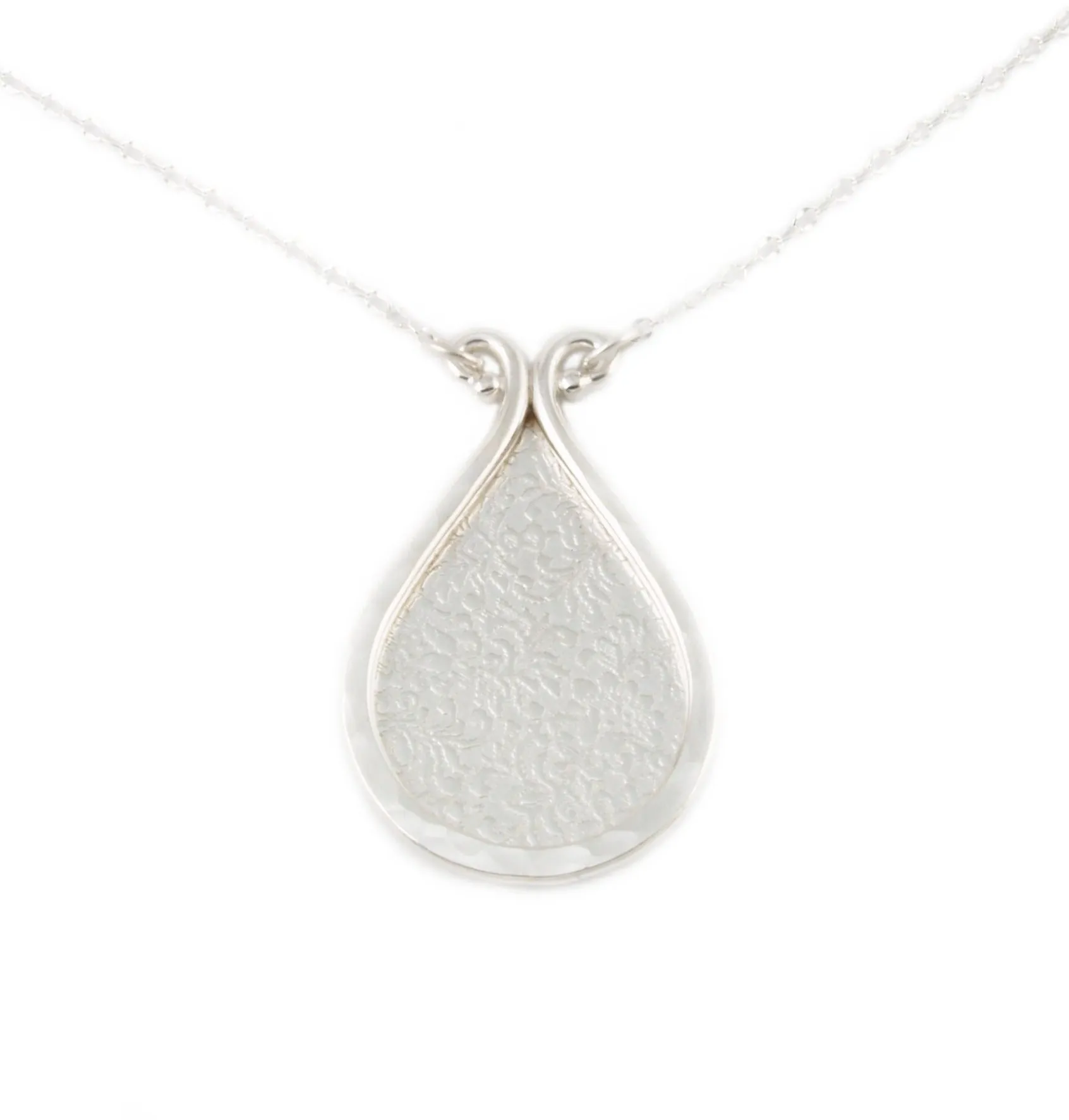 Large Forged Drop Necklace with Silver