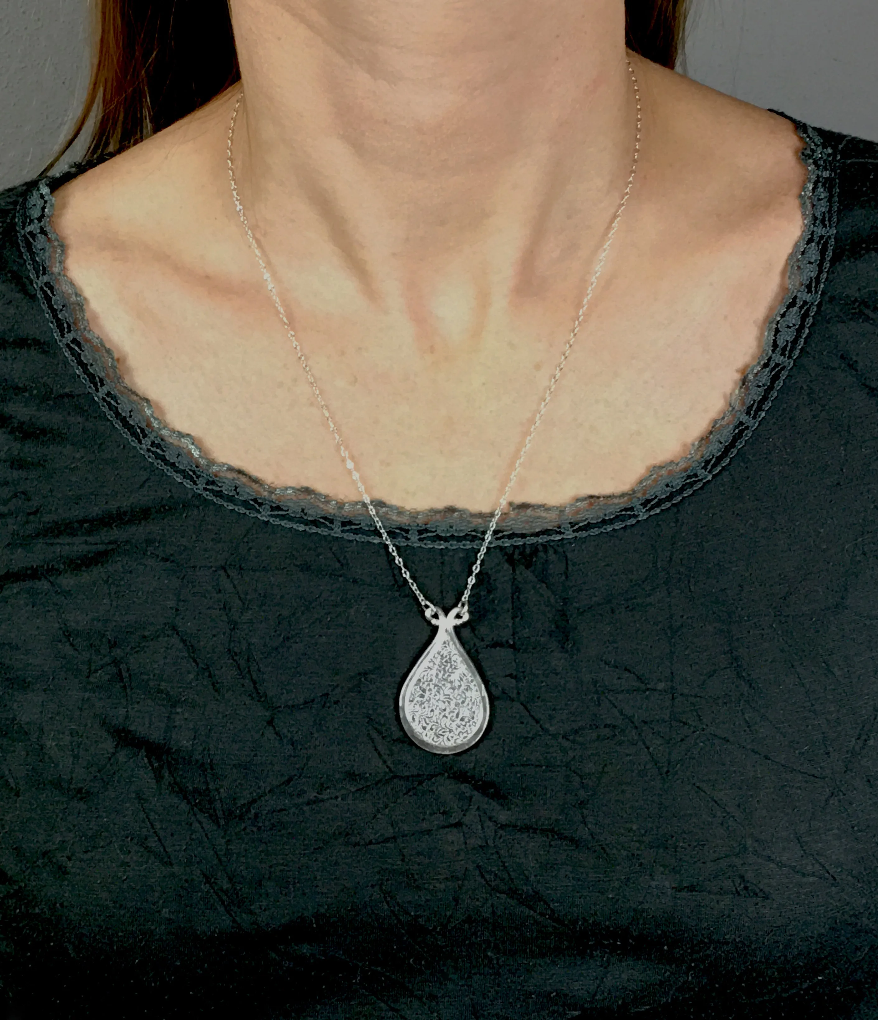 Large Forged Drop Necklace with Silver