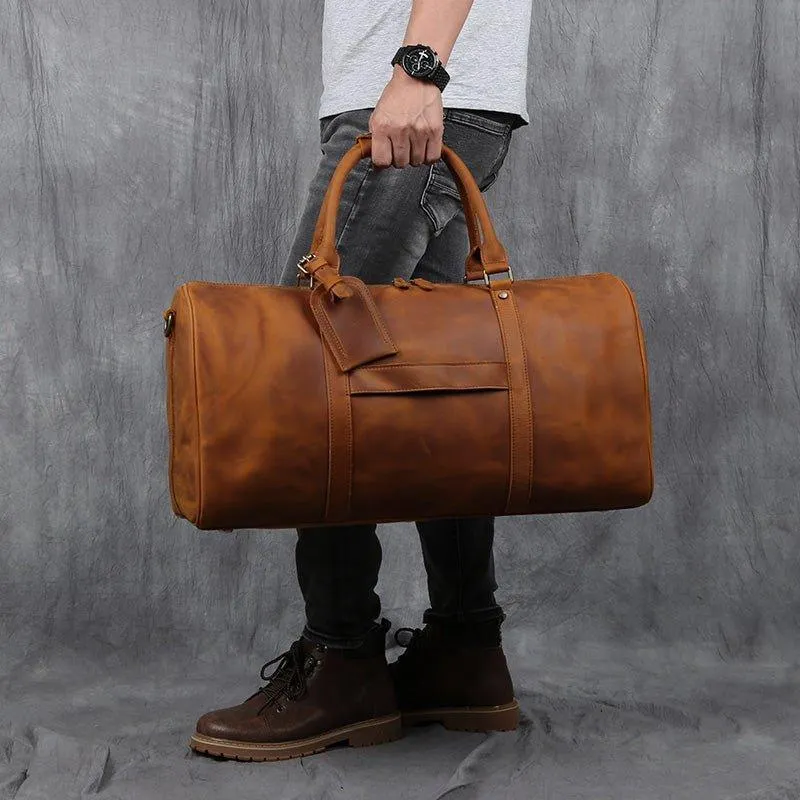 Large Leather Duffle bag With Trolley Sleeve