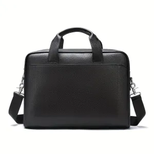 Large Leather Laptop Briefcase with Shoulder Harness