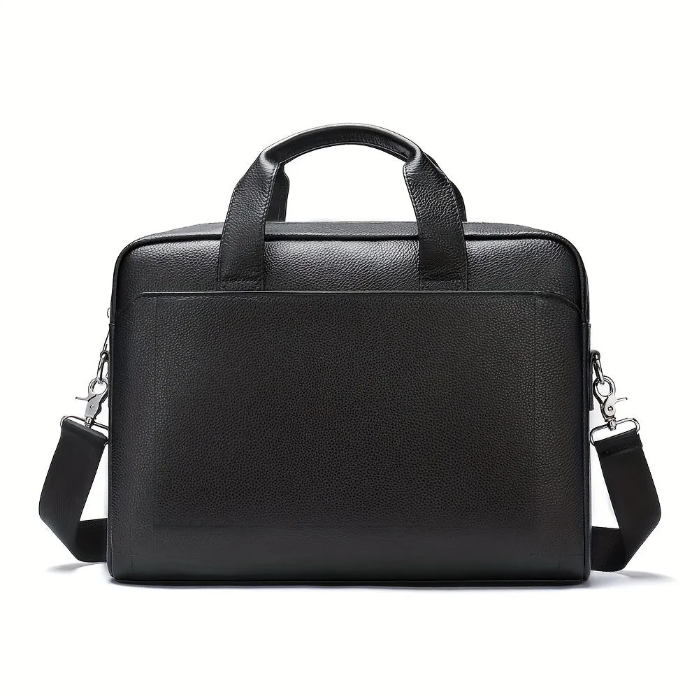 Large Leather Laptop Briefcase with Shoulder Harness