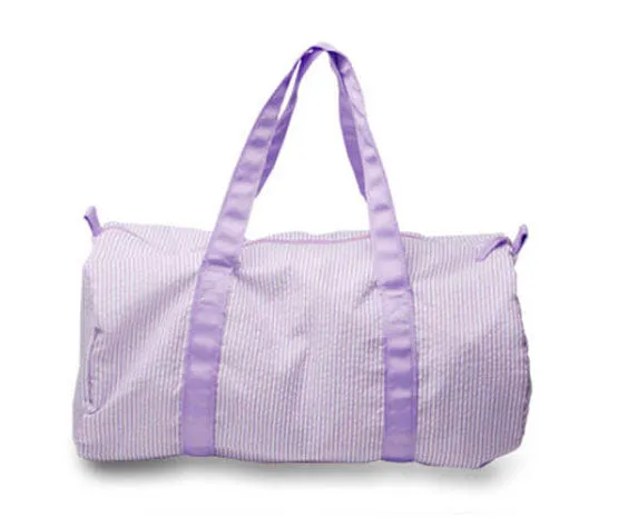 Lavender stripe Seersucker Duffle bag for monograming