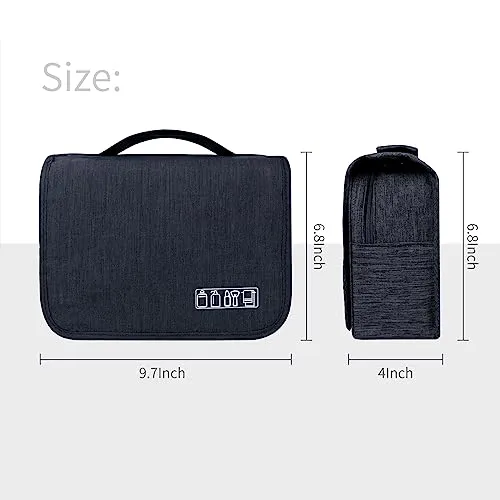 Lcsmaokin Large Capacity Toiletry Bag Travel Bag with Hanging Hook for Men and Women Waterproof Travel Cosmetic Bag Bathroom Storage Bag for Brushes Set,Full-Sized Shampoo,Toiletries,Accessories-Grey