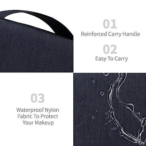 Lcsmaokin Large Capacity Toiletry Bag Travel Bag with Hanging Hook for Men and Women Waterproof Travel Cosmetic Bag Bathroom Storage Bag for Brushes Set,Full-Sized Shampoo,Toiletries,Accessories-Grey