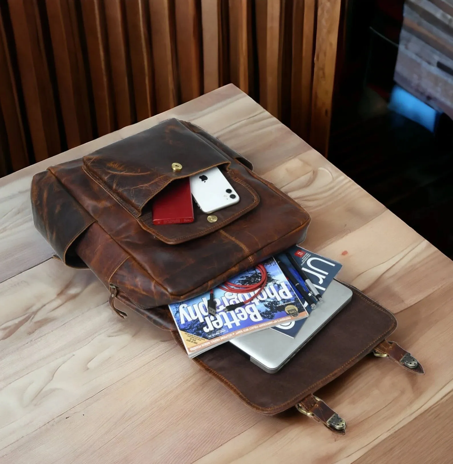 Leather Backpack, Travel Backpack Rucksack
