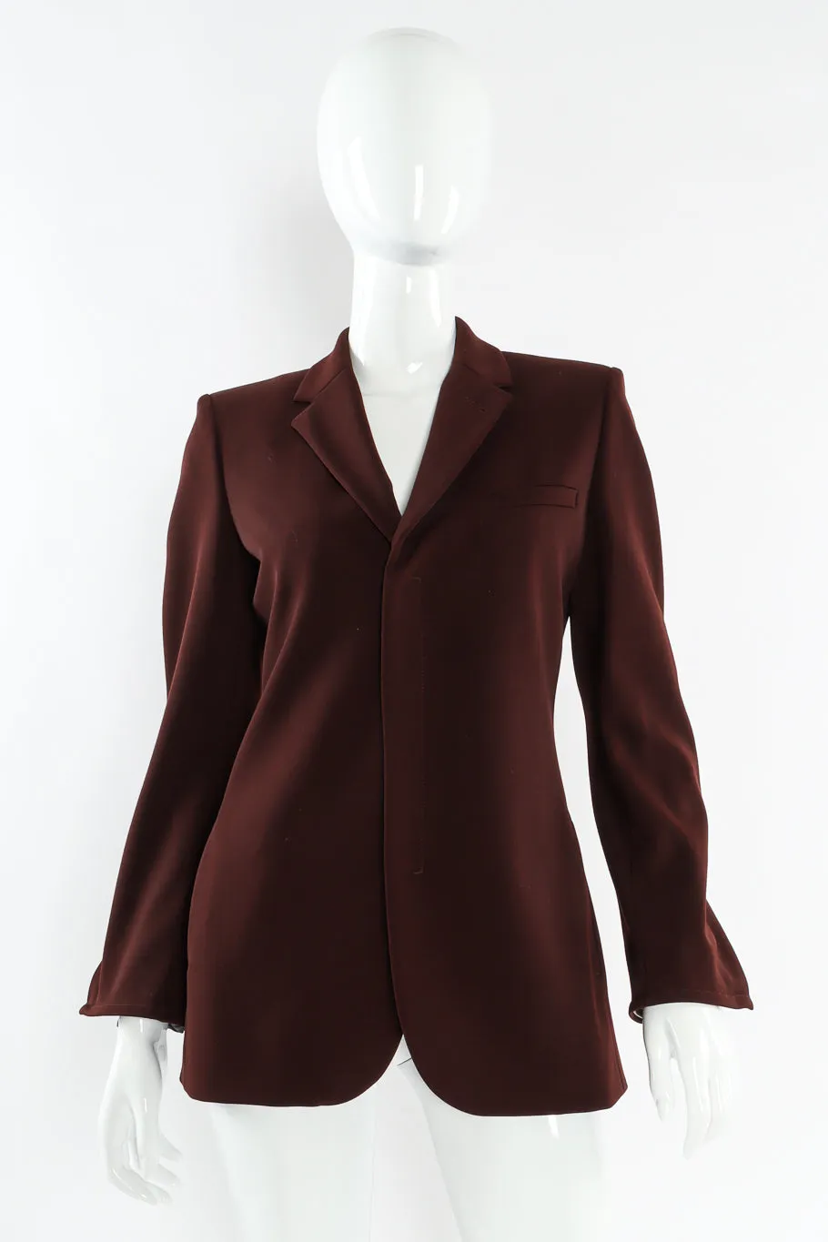 Leather Cuff Wool Blend Jacket