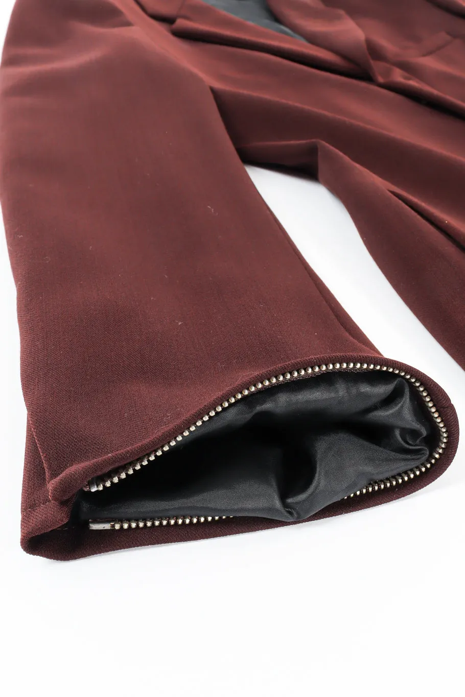 Leather Cuff Wool Blend Jacket