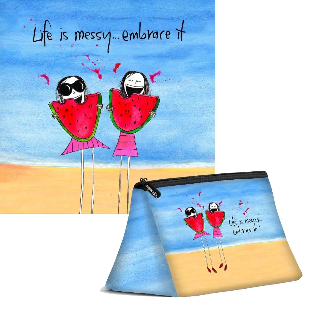 'Life is messy, embrace it' Cosmetic Bags (2 sizes)