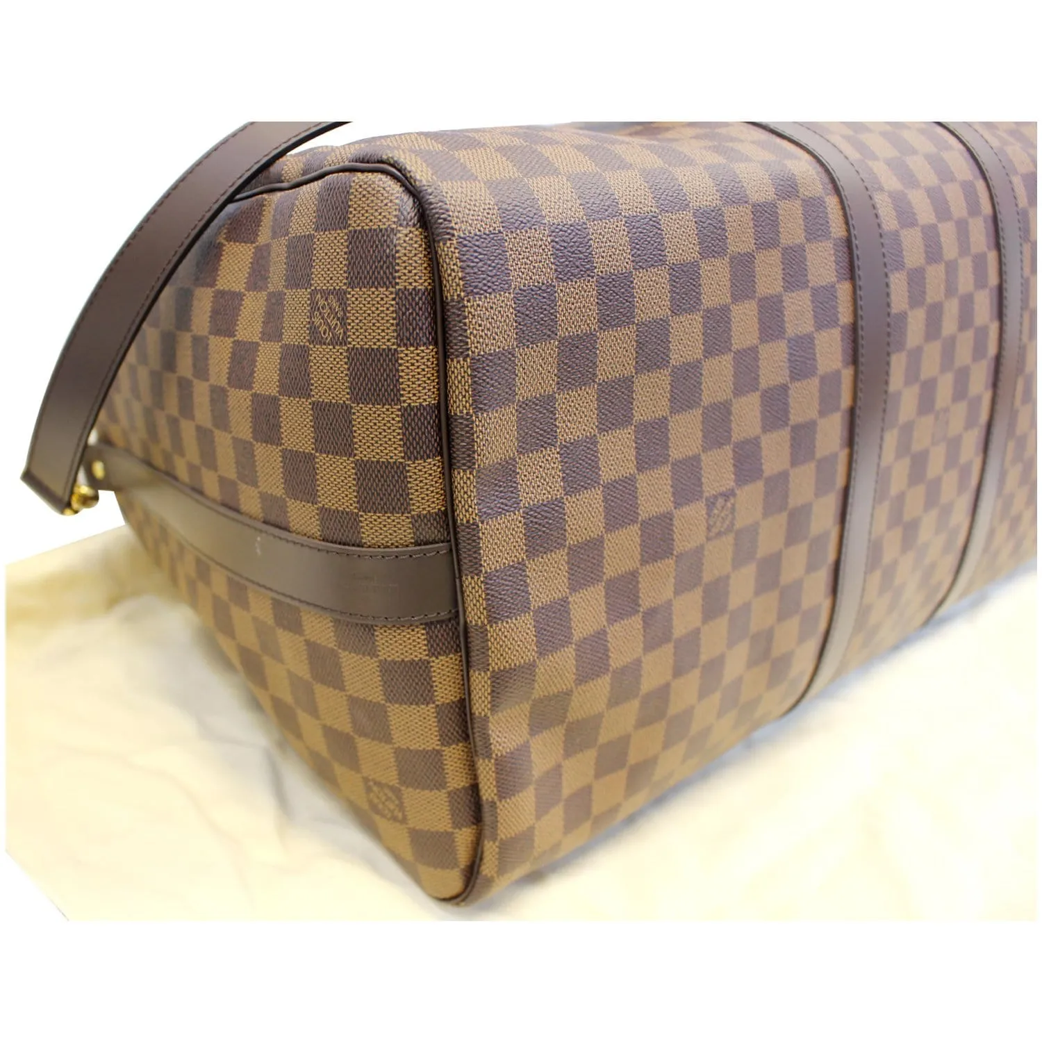 LOUIS VUITTON Keepall 55 Bandouliere Damier Ebene Travel Bag Brown