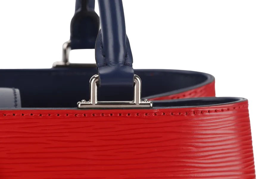 LOUIS VUITTON KLEBER PM RED EPI LEATHER SILVER HARDWARE WITH STRAPS AND DUST COVER