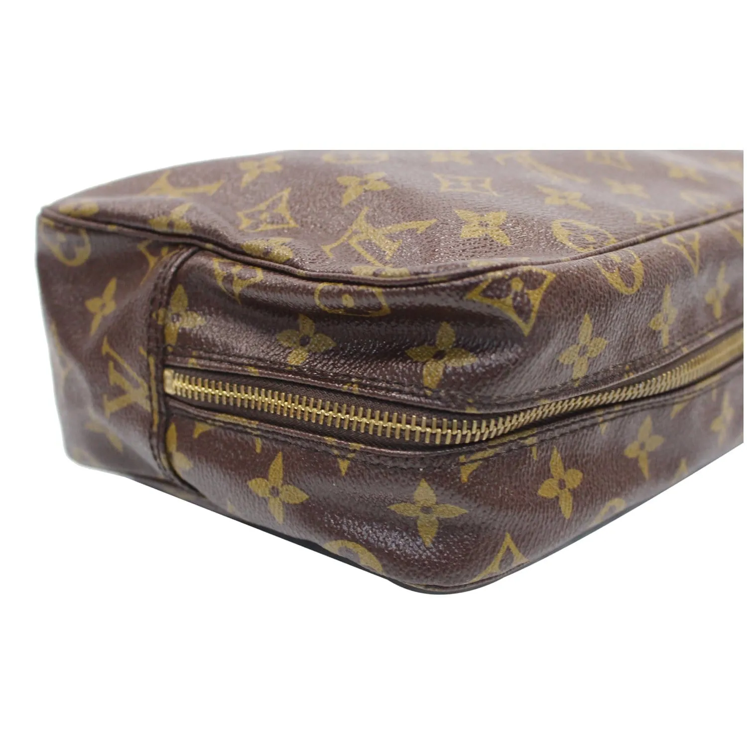 LOUIS VUITTON Trousse Toilette 28 Monogram Canvas Cosmetic Pouch Brown