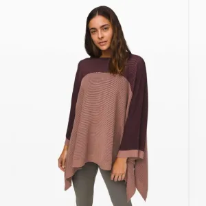 Lululemon It All Lines Up Poncho Garnet / Spanish Oak One Size Wrap Scarf Cape
