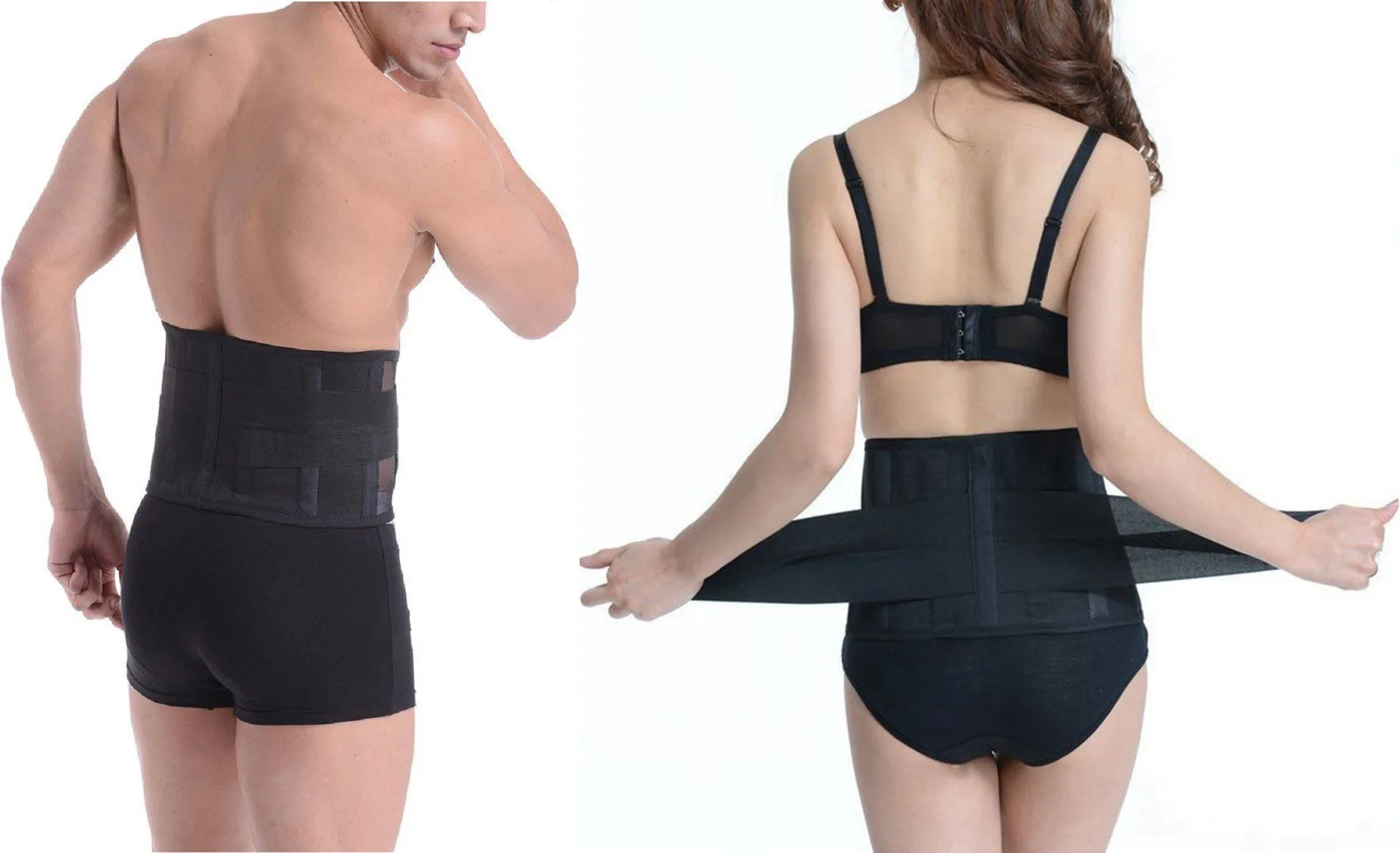 Lumbar Back Brace -  w/ Dual Sided Adjustable Compression Straps