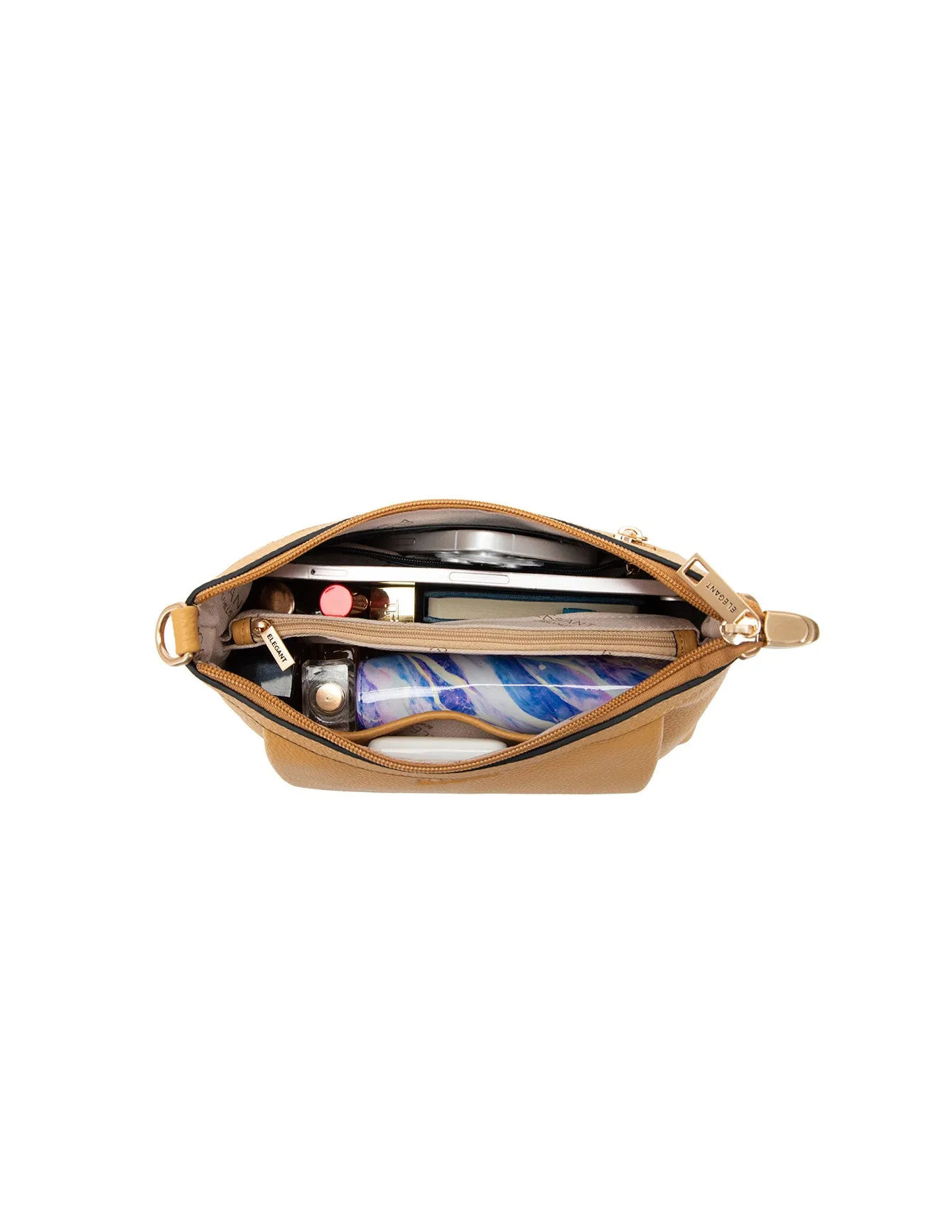 MARCIA LEATHER XBODY BAG- BLACK- E1-0830-DIJON-SALE