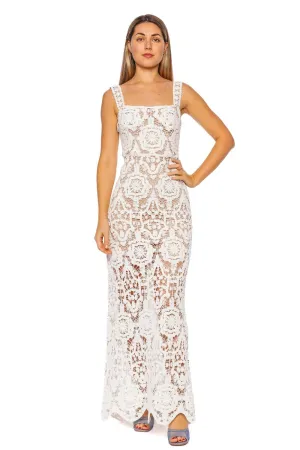 Marley White Crochet Sleeveless Maxi Dress