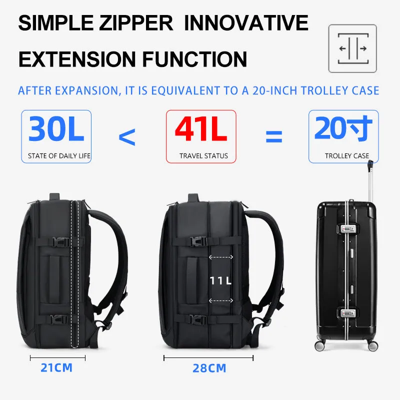 Men Backpack Waterproof 17 Inch Laptop Black