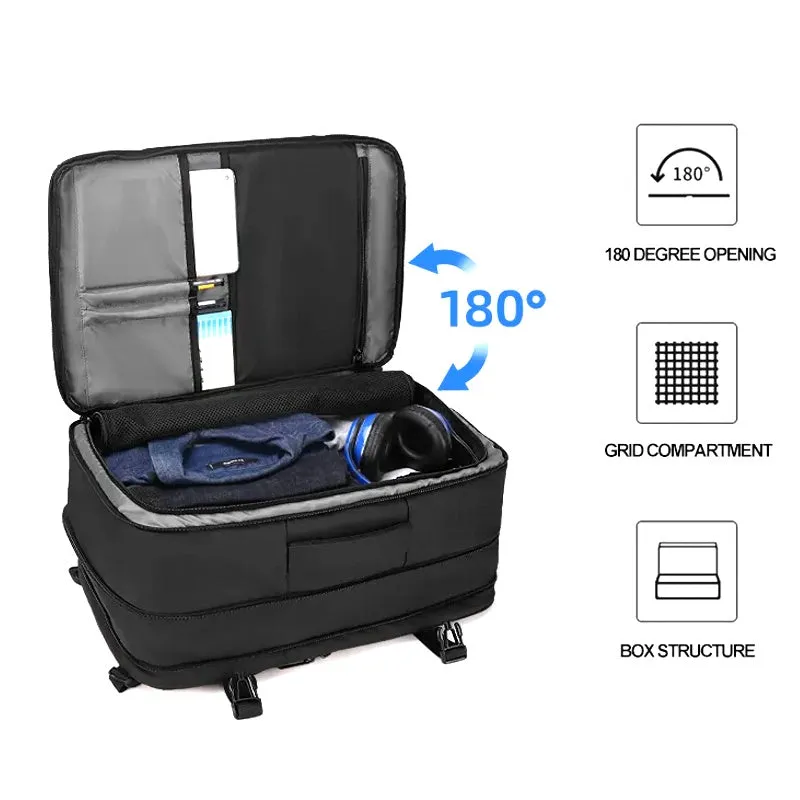 Men Backpack Waterproof 17 Inch Laptop Black