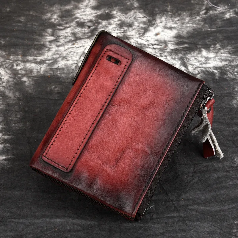 Men's large capacity double zipper wallet