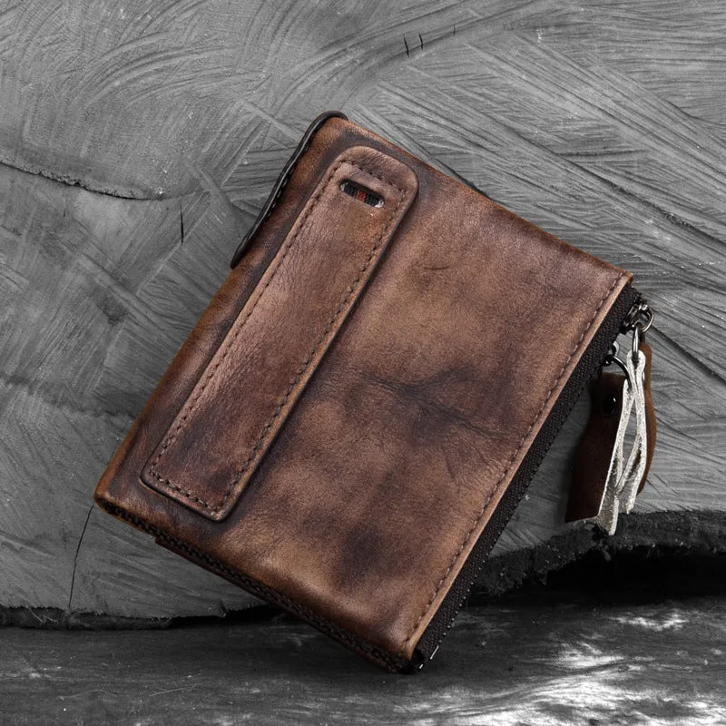 Men's large capacity double zipper wallet