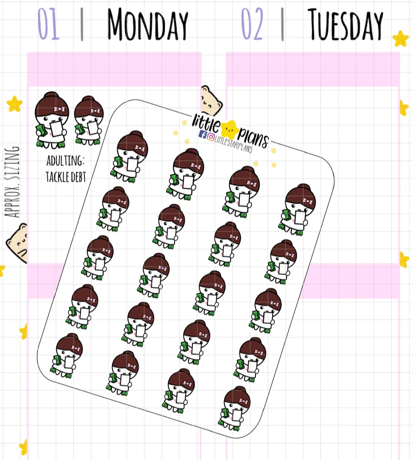Mimi Adulting Bills: Electricity, Water, Tackle Debt, Cellphone Planner Stickers