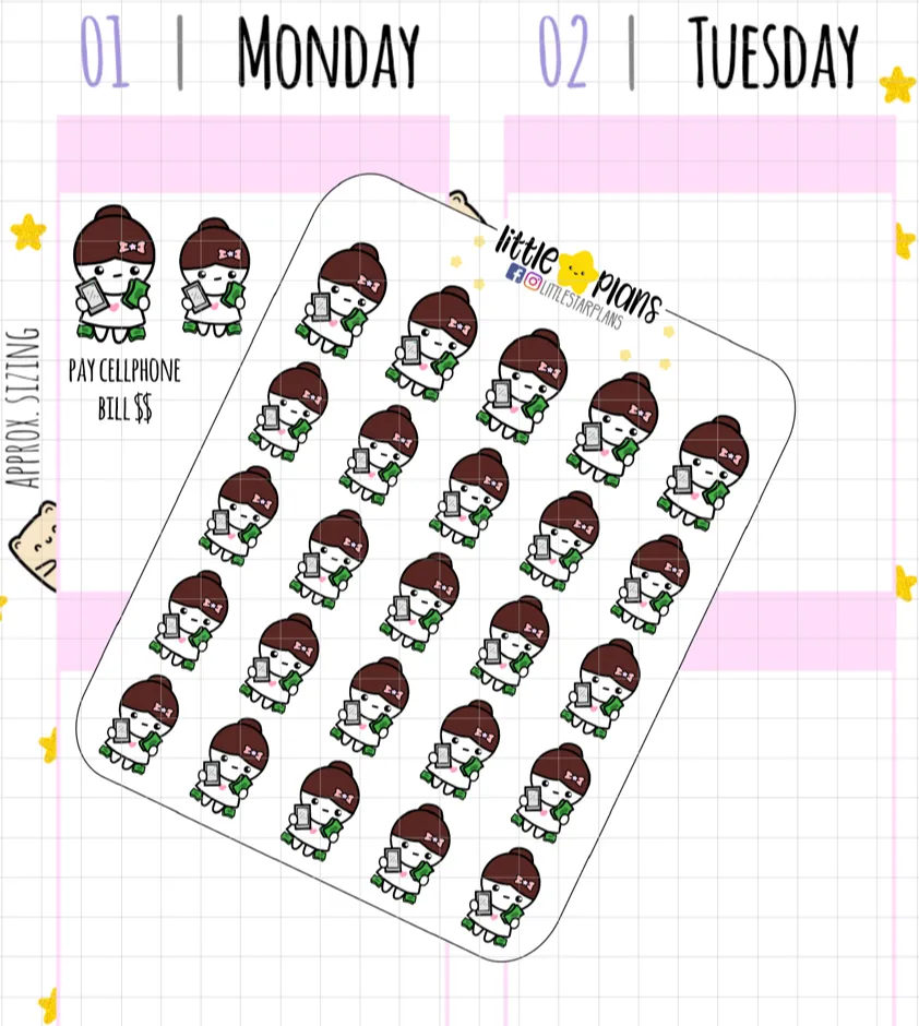 Mimi Adulting Bills: Electricity, Water, Tackle Debt, Cellphone Planner Stickers