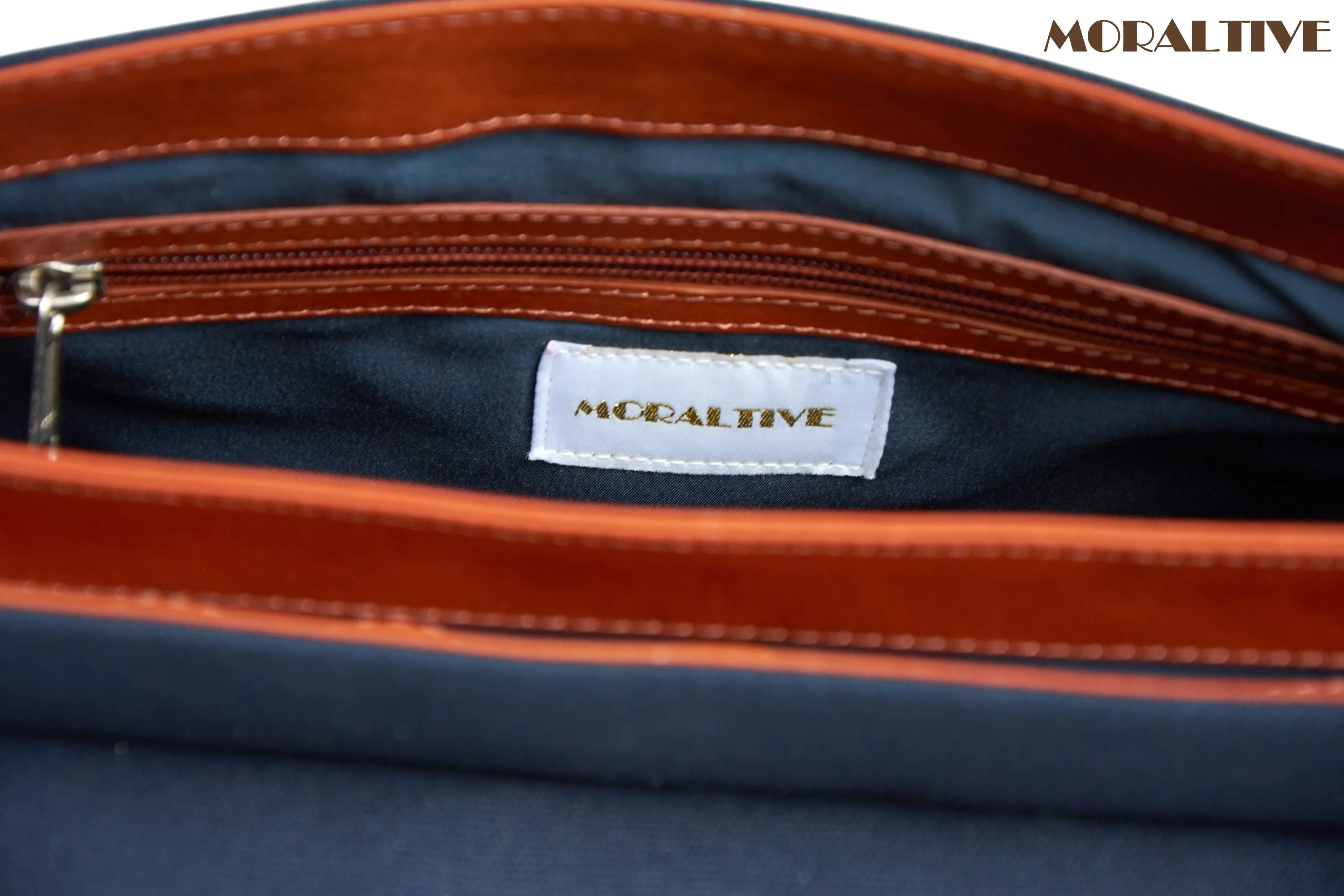 Moraltive Rucksacks - Navy Blue & Tan