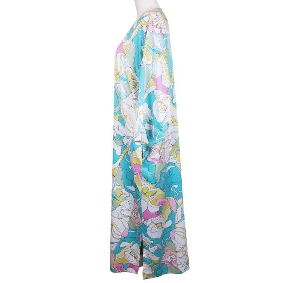 Natori Cruz Long Silky Polyester Zip Front Robe M