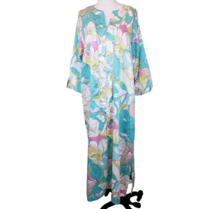 Natori Cruz Long Silky Polyester Zip Front Robe M