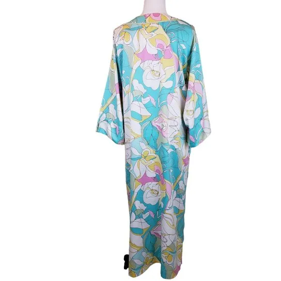 Natori Cruz Long Silky Polyester Zip Front Robe M